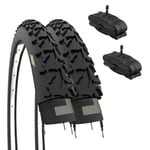 2 x MTB Tyres 26 x 1.90 (50-559) + America's Tubes Tapered Tyres Mountain Bike 26 Inch Adult City Bike