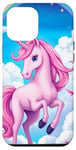 iPhone 12 Pro Max Pink Unicorn with Clouds and a Bright Rainbow Case