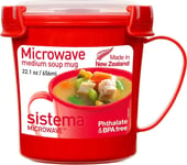 Sistema Microwave Soup Mug | 656 ml Food Container with 656 ml, Red 