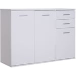 Buffet meuble de rangement 2 tiroirs coulissants 2 placards étagère réglable panneaux particules blanc - Blanc - Homcom