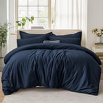 Tifschlaf King Size Duvet Cover - Navy Blue Kingsize Bedding Bed Set Soft Brushed Microfiber with Zipper Closure, Quilt Cover with 2 Pillowcases 50x75cm