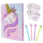 OFFCUP Carnets de Licorne Couronne, Cahier en Peluche, Journal Secret Avec Stylo et Autocollants de Tatouage Bloc-notes Voyage de Bureau Scolaire Cahiers Manuscrits Blocs Mémo