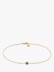 Monica Vinader 14ct Gold Siren Emerald Mini Chain Bracelet, Gold/Green