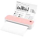 MUNBYN A4 Portable Thermal Printer for Laptops and Phone, A4 Thermal Printer, Wireless Inkless Printer for Travel, Study, Home, Tattoo, Photo, Invoice, Pink