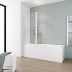 Schulte - Pare-baignoire pliant 100 x 130 cm, paroi de baignoire 2 volets écran de baignoire pivotant Komfort, verre transparent, profilé blanc