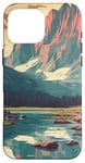 Coque pour iPhone 16 Pro Max Rocky Mountain Lake Vintage Paysage graphique