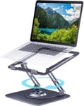 Support D'ordinateur Portable de Bureau à Base Pivotante à 360°, RéGlable en Hauteur, Support D'ordinateur Portable en Aluminium, Compatible avec Ordinateur Portable Macbook Pro 10-17 Pouces (Gris)