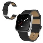 Fitbit Blaze / Versa Lite / Versa klockarmband i koskinn - Svart