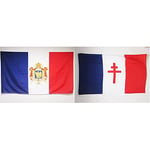 AZ FLAG Drapeau France Second Empire 1852-1870 150x90cm - Drapeau français - Napoleon III 90 x 150 cm Fourreau pour hampe & Drapeau France Libre 1940-1944 150x90cm