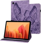 Etui Galaxy Tab A7 2022/2020 Housse En Cuir Pu Papillon En Relief Portefeuille Coque De Protection Tablette Pour Samsung Galaxy Tab A7 10.4 Pouces Sm-T500/T503/T505/T509 - Violet