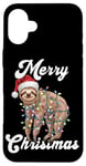 Coque pour iPhone 16 Plus Paresseux Père Noël Merry Christmas Eve Party Christmas Lights