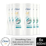 Dove Body Lotion Smoothing Care Natural Coconut Oil for All Skin Types, 6x400ml