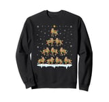 Coyote Animal Santa Hat Ugly Christmas Tree Lights Sweatshirt