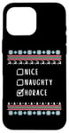 iPhone 16 Pro Max Nice, Naughty, Horace Christmas Ugly Sweater Style Case