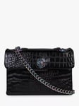 Kurt Geiger London Kensington Croc Leather Shoulder Bag, Black