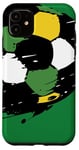 Coque pour iPhone 11 Maillot de match de football Vert et doré Ballon de football