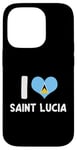 iPhone 14 Pro I Love Saint Lucia Pride St. Lucian Flag Heart Case