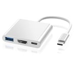 ElecMoga Adaptateur Type C Hub vers HDMI 4K Convertisseur avec USB 3.0 et Port de Charge C USB Compatible avec MacBook Pro, Google Chromebook, HP, Samsung S8/S9+