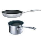 Le Creuset 3-Ply Stainless Steel Non-Stick Frying Pan - 24 cm and 3-Ply Stainless Steel Non-Stick Milk Pan, 14 cm