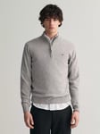 GANT Superfine Lambswool Half-Zip Sweater, Grey Melange