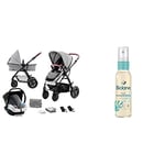 Kinderkraft MOOV Poussette 3 en 1, Poussette Canne, Trio, Poussette Bebe, Landau Bébé, Avec Siège Auto, 25kg, Gris & BIOLANE - Huile d'Amande Douce - Nouveau Packaging - Hydrate et protège la peau