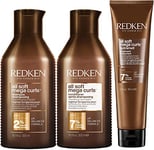 Redken, Routine Nourrissante pour Cheveux Bouclés, Frisés et Crépus, Hydrate et Définit les Boucles, Douceur et Souplesse, Aloe Vera et Huile Végétale, All Soft Mega Curls