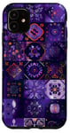 Coque pour iPhone 11 Violet Bohème Géométrique Vintage Scratch and Sniff