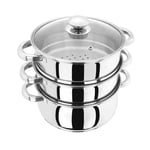 Judge 20cm Tiered Stainless Steel Food Steamer with Glass Lids Induction Ready