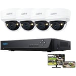 Kit Vidéo Surveillance avec 8CH 2To PoE nvr et 4X 12MP Caméra PoE Extérieure, Anti-vandalisme IK10, Angle vision 145°, Vision Nocturne Couleur,