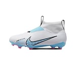 NIKE Men's Jr Zoom Superfly 9 Acad Fg/Mg Sneaker, White Baltic Blue Pink Blast, 1 UK