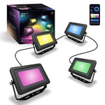 LinkupHome Smart RGBW Flood Lights, Bluetooth Mesh, Smart Life App Control, RGB & Warm White 4000K, Total 13 Meters, 24W (6W Each), Light Sync with Music, Timing, IP65 Waterproof, 4 Pack