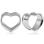 Vankula Ecarteur Oreilles 1 Paire Double Évasé Plug Tunnel en Acier Inoxydable Piercing Bijoux pour Femmes Hommes 12mm(1/2") Argent