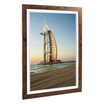 Big Box Art Framed Print of The Burj al Arab Dubai 2 Design | Wall Art Picture | Home Decor for Kitchen, Living, Dining Room, Bedroom, Hallway, Office, Walnut, A2 / 24.5x18 Inch / 62x45cm