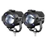 2 PièCes SéRies Moto Phare led Blanc et Jaune Double Couleur Projecteur Antibrouillard de Travail pour Voiture, Moto, Camion