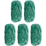 5-pack Supermjuk Chenille Sammet Garn Stickningsull Tjock Varm Virkat Stickgarn för Konststickning Docka Gör-det-själv-väska Tröja Hantverk Jade green