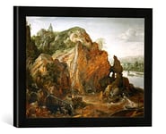 Kunst für Alle 'Image encadrée de Lucas I Van valcke nborch maaslandsc Plats avec werg et Refuges, d'art Fondue de Montagne dans Main Photos de Grande qualité Cadre, 40 x 30 cm, Noir Mat