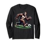 Bigfoot Playing Soccer Ball Funny Soccer Lover Player Sport Long Sleeve T-Shirt