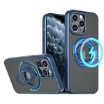 S. Dawezo Magnetic Stand for iPhone 11 Pro Max Case 6.5 Inch, Compatible with MagSafe, Military Protective Mobile Phone Case, Magnetic Force 360° Rotating Holder Case for iPhone 11 Pro Max, Blue