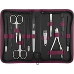 Kit manucure Solingen 12 pièces - kit ongle, coupe ongle, limes a ongles professionnelle, pince a epiler, repousse ongles, pousse cuticule, cuir véritable