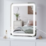 Keepbuying - Miroir led Maquillage Hollywood Lumineux 3 Couleurs,Miroir Coiffeuse Ecran Tactile, Miroir de Table / Mur Rectangulaire - 40 x 50cm