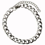 Silver Armband i Rostfritt Stål - Pansar Kedja / Länk - 8 mm Silver