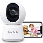 LAXIHUB 360 ° Coverage Pan Tilt Home Security Camera, 1080p Full HD Smart Baby Monitor Huisdier Camera met Telefoon APP, Nachtzicht, twee-weg Audio, Bewegingsgeluid Detectie, Werkt met Alexa