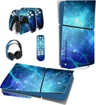 Autocollant Pour Ps5 Slim Console Standard Sticker Skin Pour Ps5 Slim Disc Edition,Autocollants Accessoires Pour Ps5 Manette Pour Ps5 Télécommande&casque&station De Charge-Bleue Né[Yin140555]