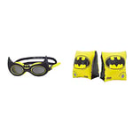 Zoggs Kids' DC Super Heroes Character Swimming Goggles, Batman, 6-14 Years & Kids' DC Super Heroes Batman Inflatable Swimming Armbands, Black/Yellow, 2-6 Years