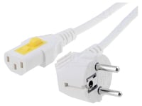 Cable alimentation angulaire vers C13 femelle 3m blanc