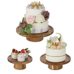 NUPTIO Support Gateau Presentoir Stand: Set de 3 Cupcake Rond Présentoir Présentoirs Gâteau Piedestal Mariage Pied Porte Bois Gâteaux