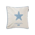 Sea Embroidered Recycled Cotton Pillow Cover White/blue 50x50, Lexington