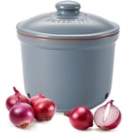 Römertopf Maxi Pot de conservation frais en argile naturelle pour une longue durée de vie des aliments tels que les oignons Ø 20 cm Bleu/gris