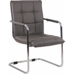 Décoshop26 - Chaise visiteur fauteuil de bureau sans roulettes en cuir synthétique gris cadre métal