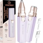 Épilateur pour sourcils et poils du visage pour femmes: Rasoir électrique 2 en 1 pour le visage et les sourcils - lumière LED intégrée pour l'épilation du visage des lèvres et du corps (Violet)